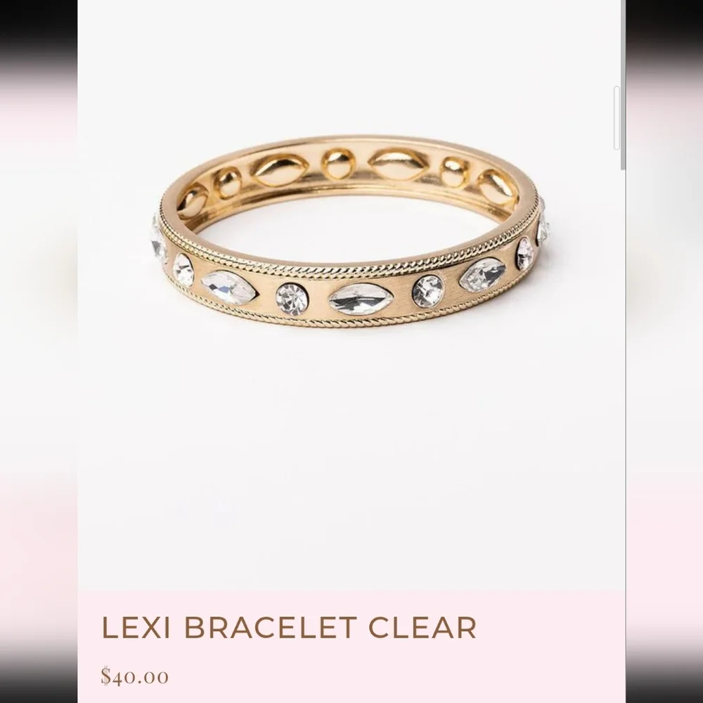 Lexi Bracelets With Pink And Clear Crystal Stones Matte Gold Tone Finish - Picture 6 of 6